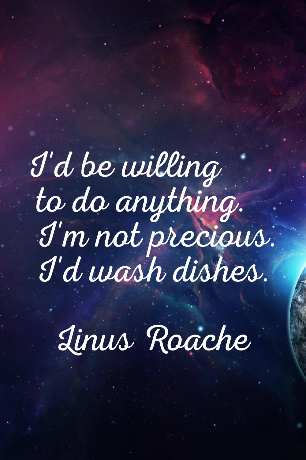 I'd be willing to do anything. I'm not precious. I'd wash dishes.