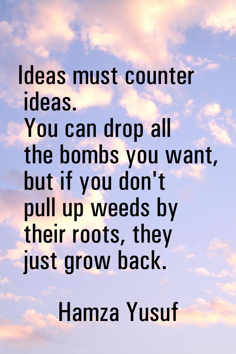 Ideas must counter ideas. You can drop all the bombs you want, but if you don't pull up weeds by th