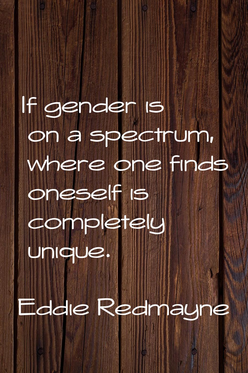 If gender is on a spectrum, where one finds oneself is completely unique.