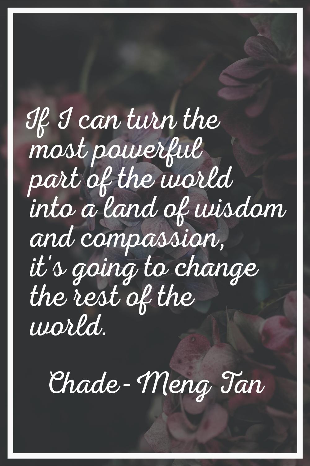 If I can turn the most powerful part of the world into a land of wisdom and compassion, it's going 