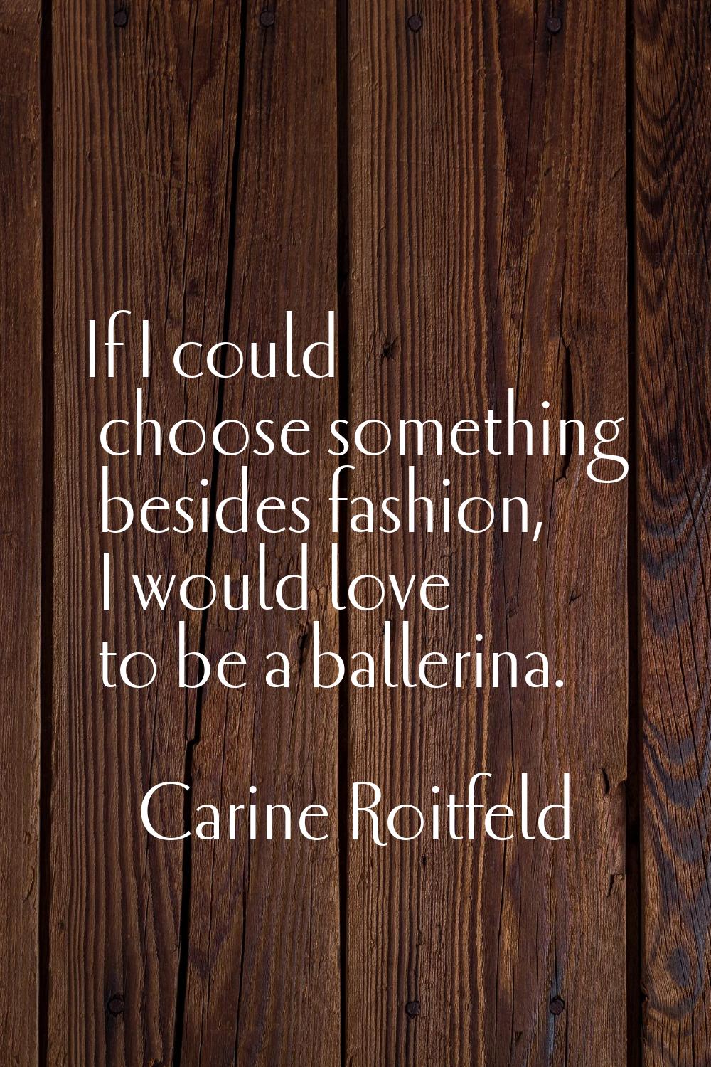 If I could choose something besides fashion, I would love to be a ballerina.