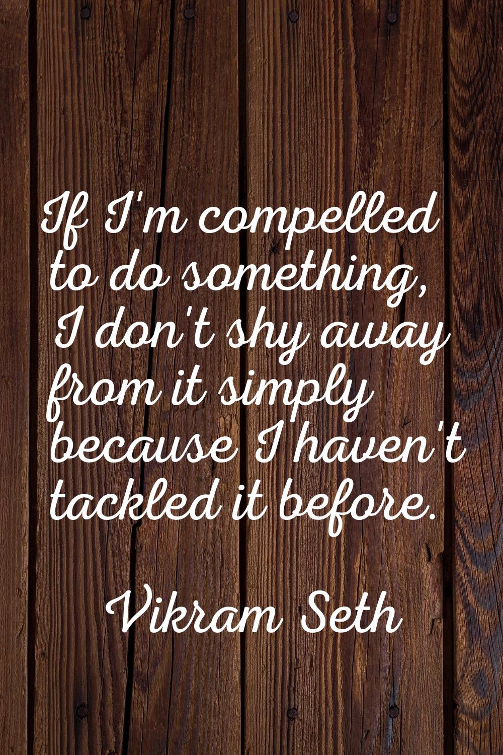 If I'm compelled to do something, I don't shy away from it simply because I haven't tackled it befo