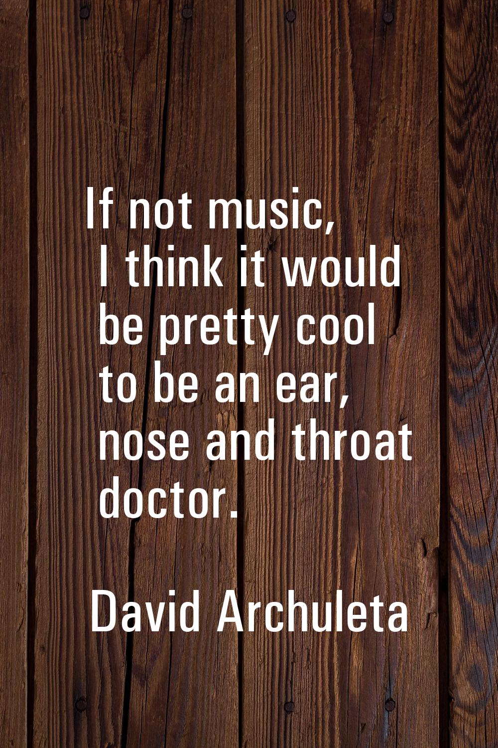 If not music, I think it would be pretty cool to be an ear, nose and throat doctor.