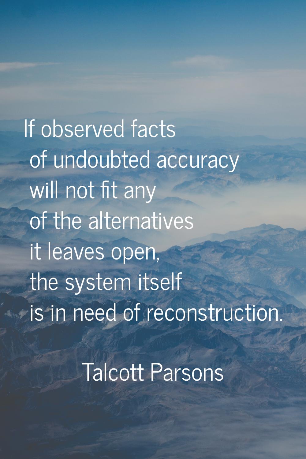 If observed facts of undoubted accuracy will not fit any of the alternatives it leaves open, the sy