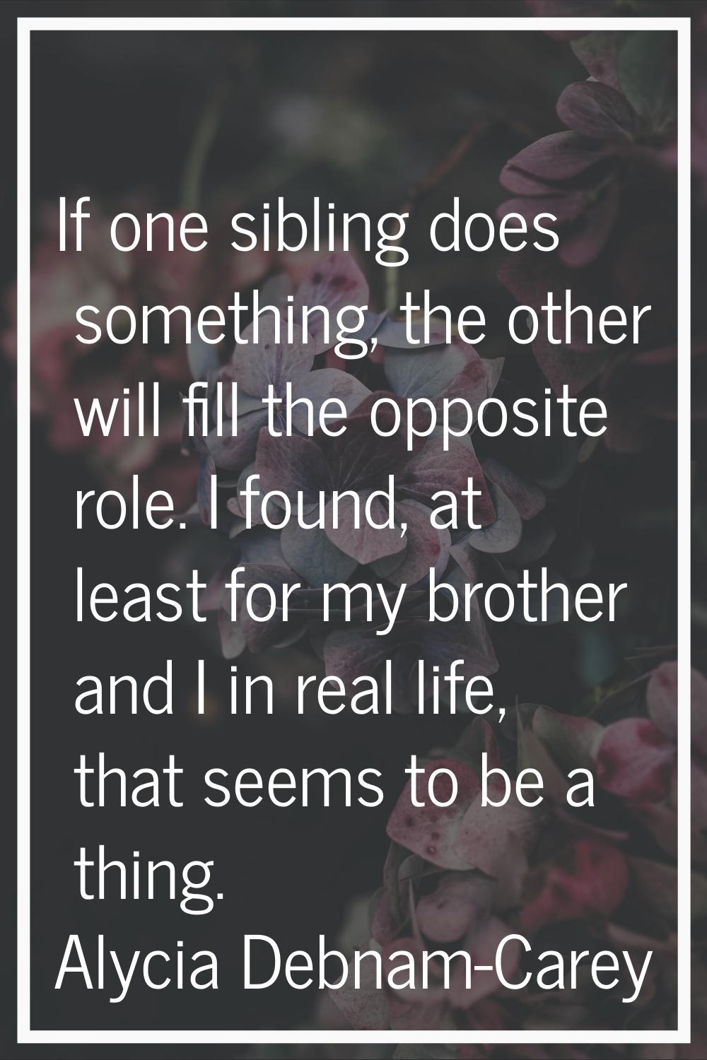 If one sibling does something, the other will fill the opposite role. I found, at least for my brot