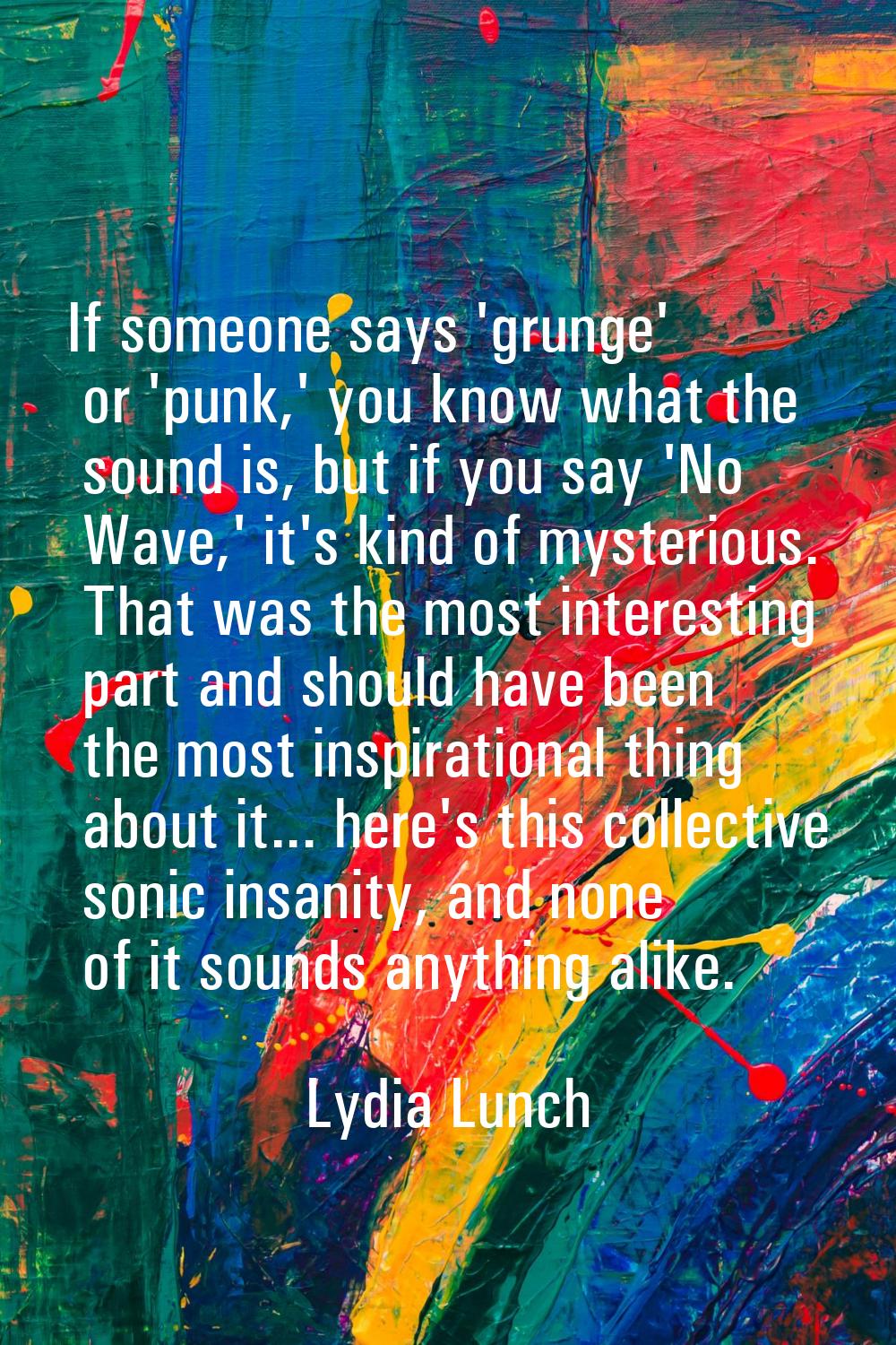 If someone says 'grunge' or 'punk,' you know what the sound is, but if you say 'No Wave,' it's kind