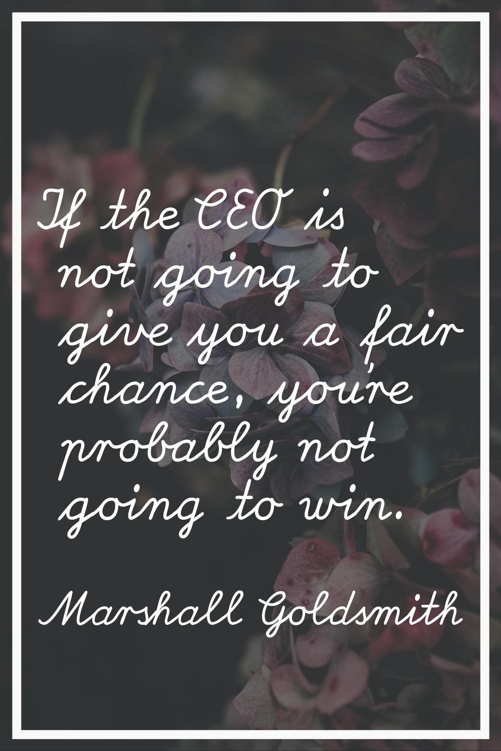 If the CEO is not going to give you a fair chance, you're probably not going to win.