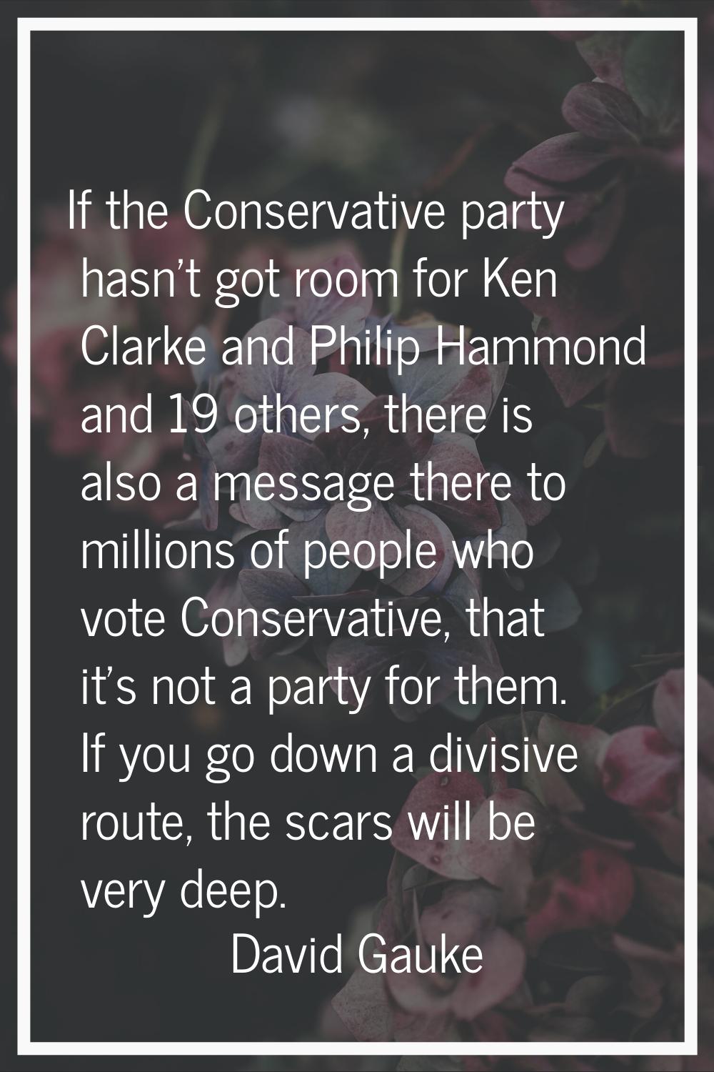 If the Conservative party hasn’t got room for Ken Clarke and Philip Hammond and 19 others, there is