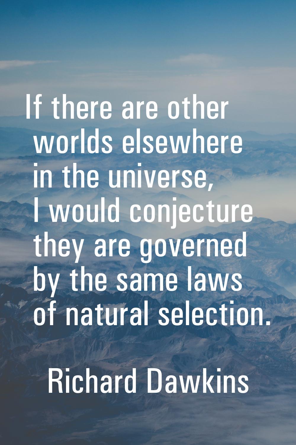 If there are other worlds elsewhere in the universe, I would conjecture they are governed by the sa