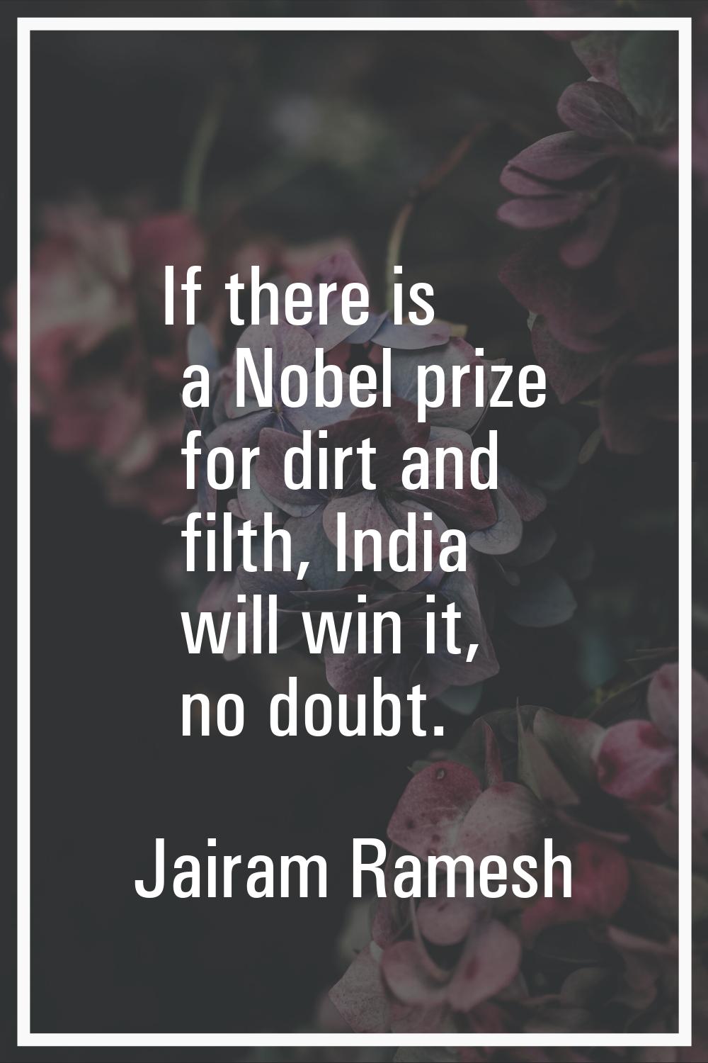 If there is a Nobel prize for dirt and filth, India will win it, no doubt.