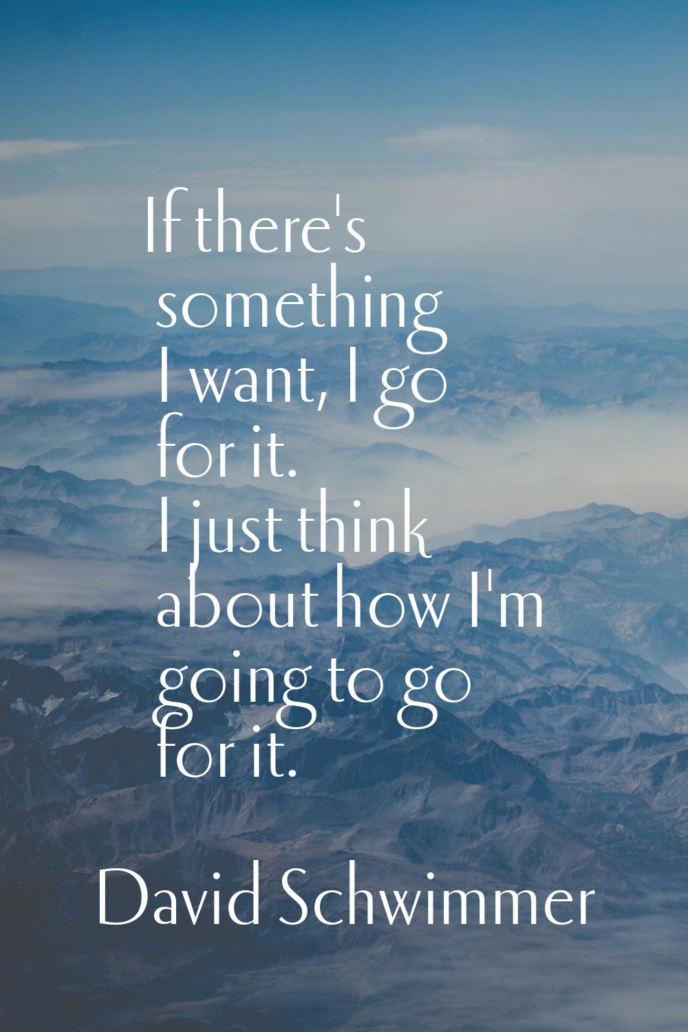 If there's something I want, I go for it. I just think about how I'm going to go for it.