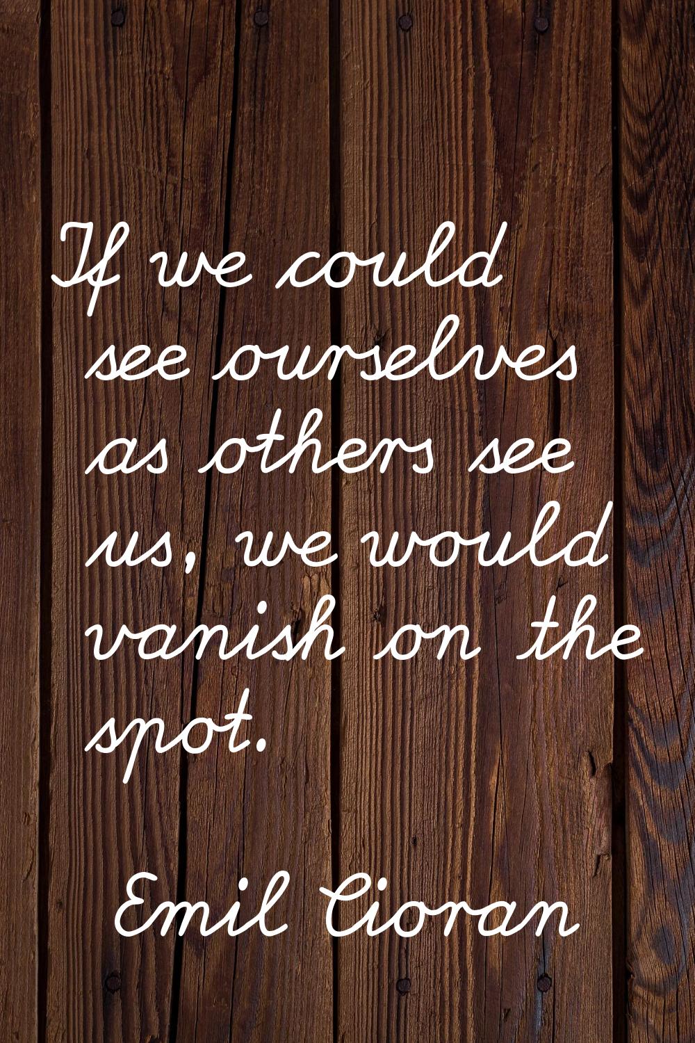 If we could see ourselves as others see us, we would vanish on the spot.
