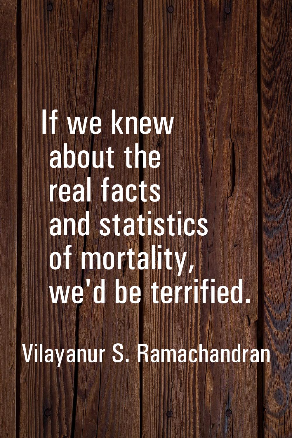 If we knew about the real facts and statistics of mortality, we'd be terrified.