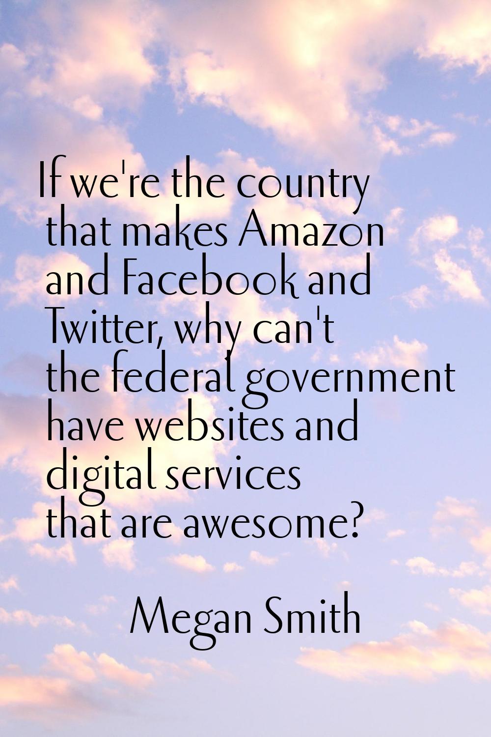 If we're the country that makes Amazon and Facebook and Twitter, why can't the federal government h