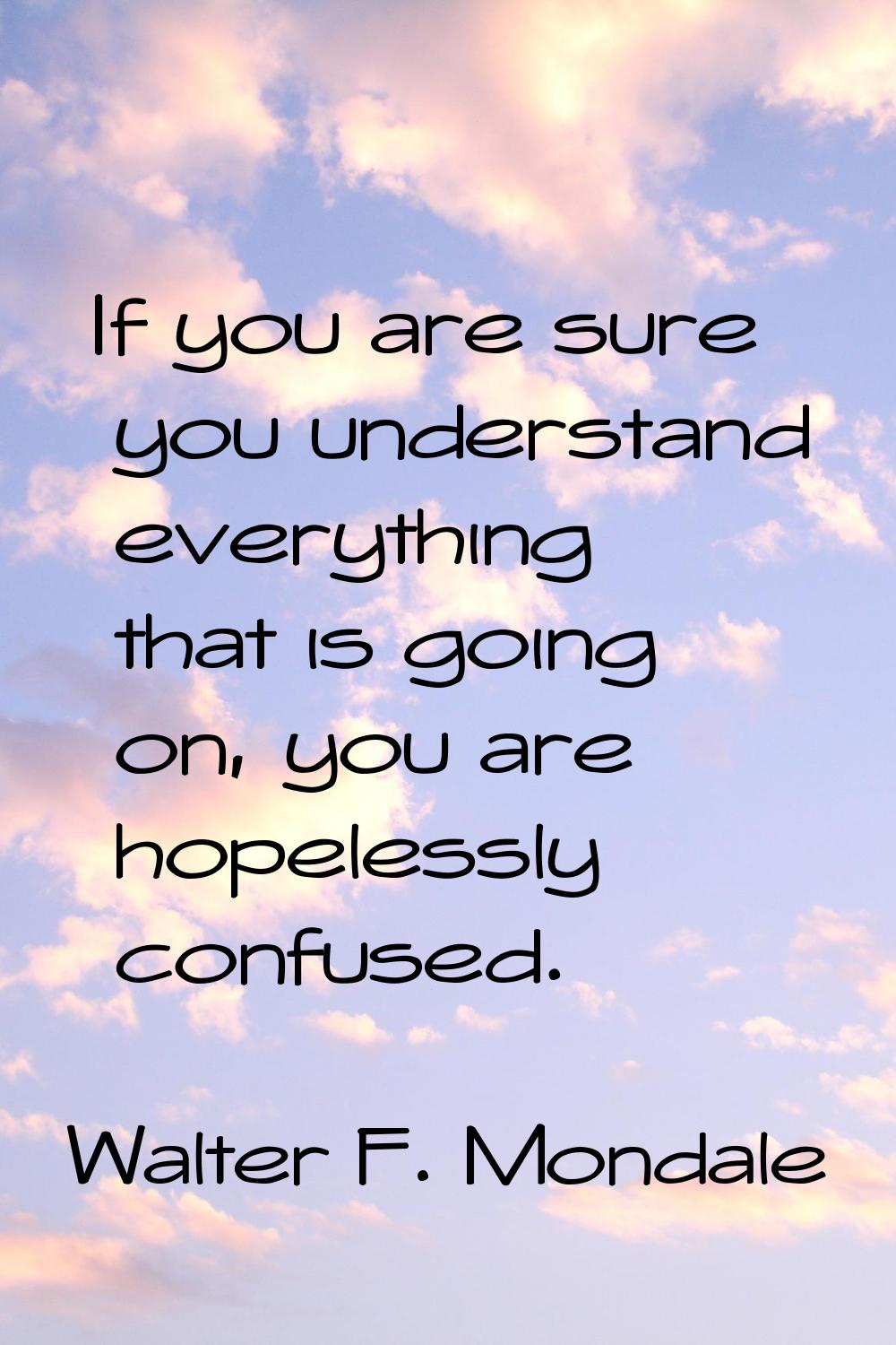 If you are sure you understand everything that is going on, you are hopelessly confused.