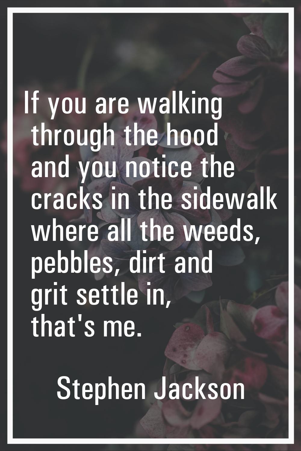 If you are walking through the hood and you notice the cracks in the sidewalk where all the weeds, 
