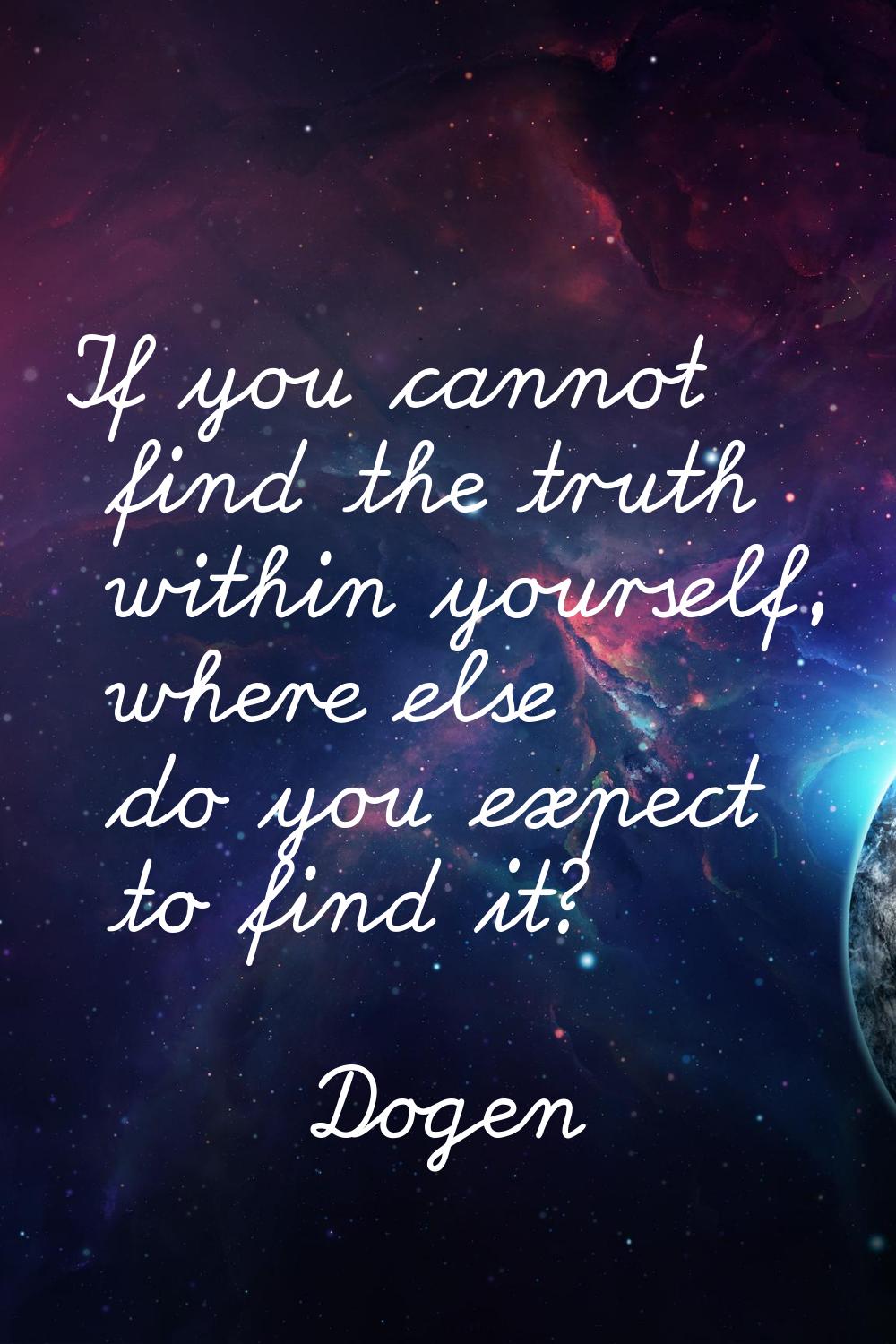 If you cannot find the truth within yourself, where else do you expect to find it?
