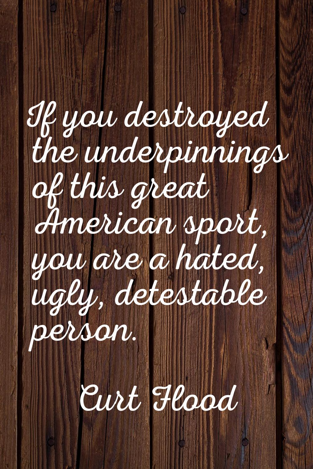 If you destroyed the underpinnings of this great American sport, you are a hated, ugly, detestable 