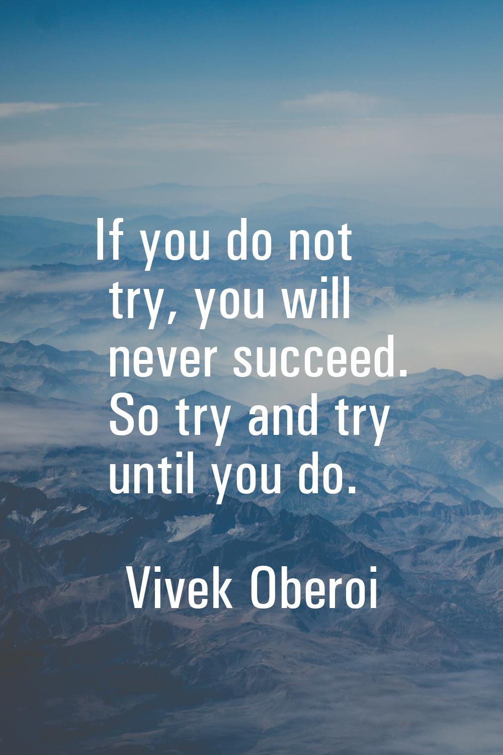 If you do not try, you will never succeed. So try and try until you do.