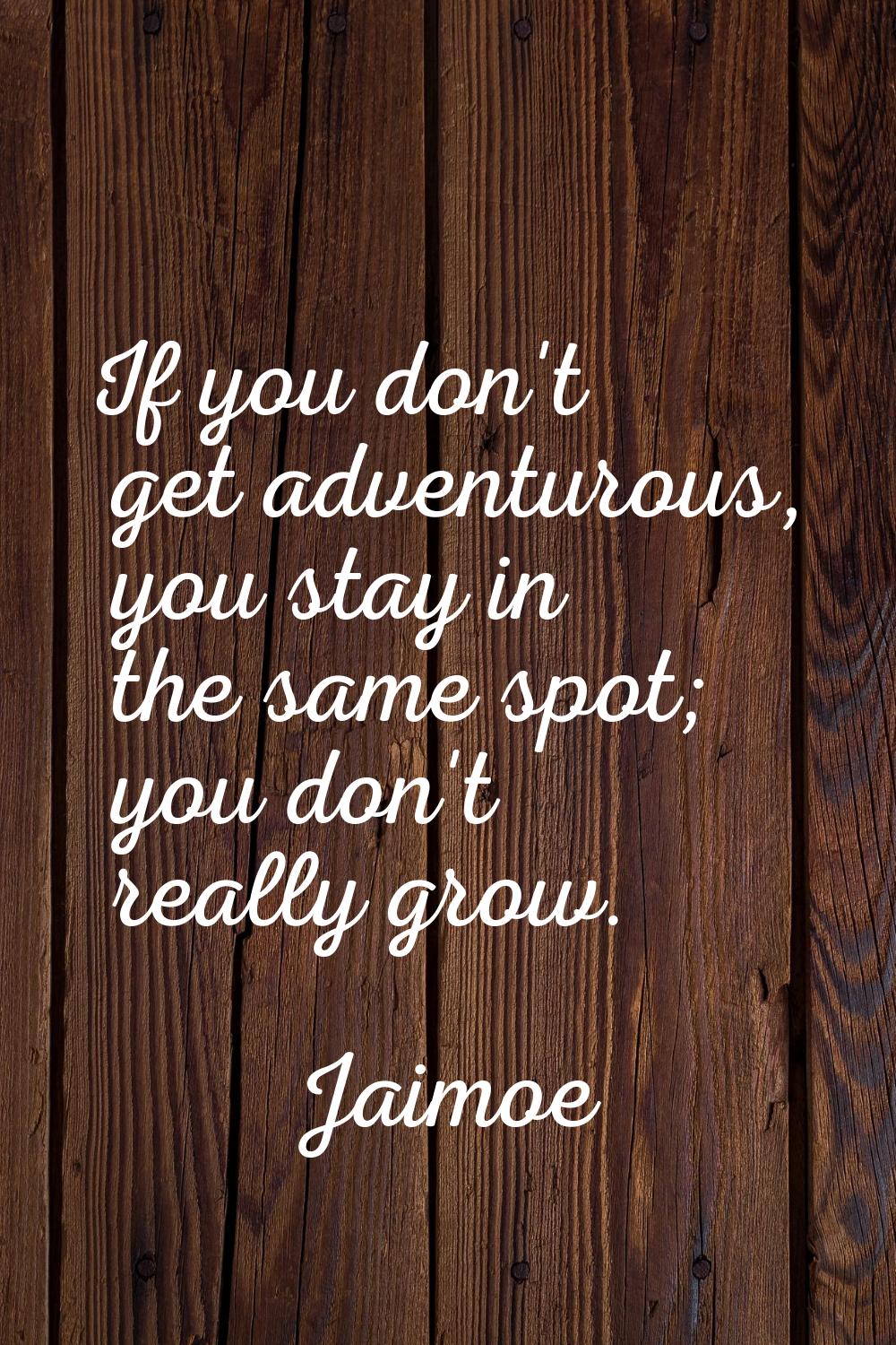 If you don't get adventurous, you stay in the same spot; you don't really grow.