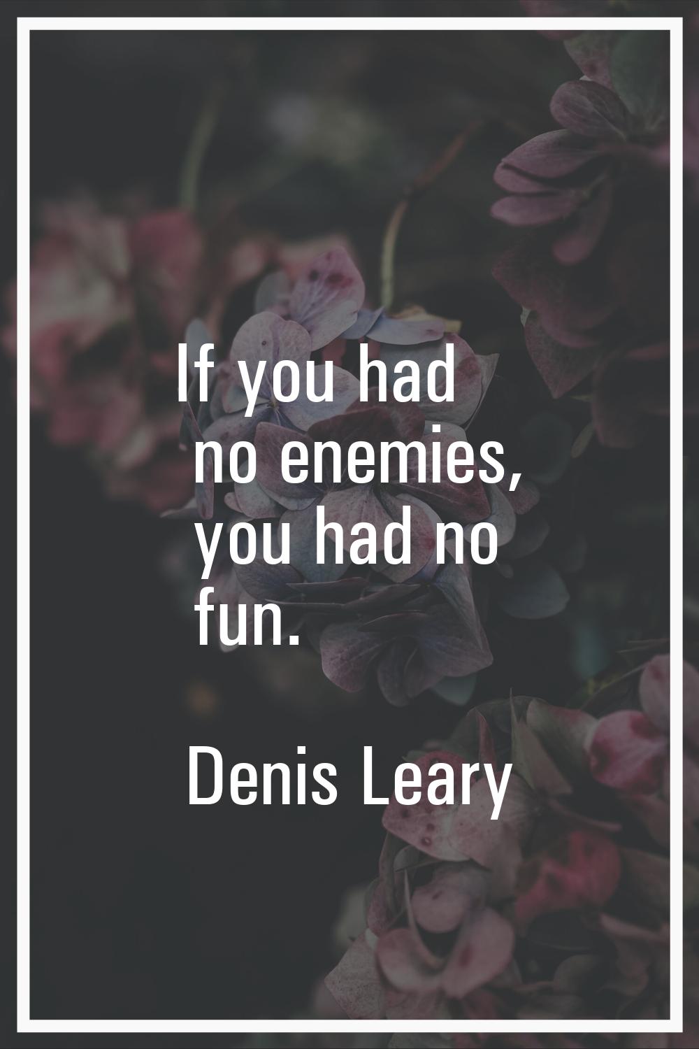 If you had no enemies, you had no fun.