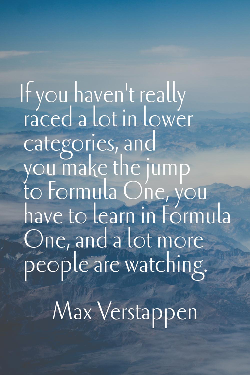 If you haven't really raced a lot in lower categories, and you make the jump to Formula One, you ha