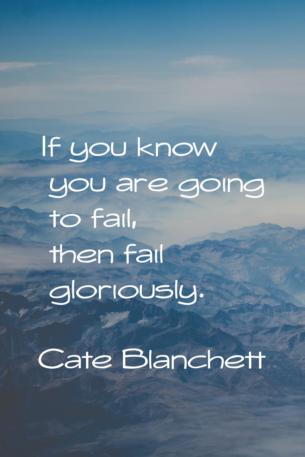 If you know you are going to fail, then fail gloriously.