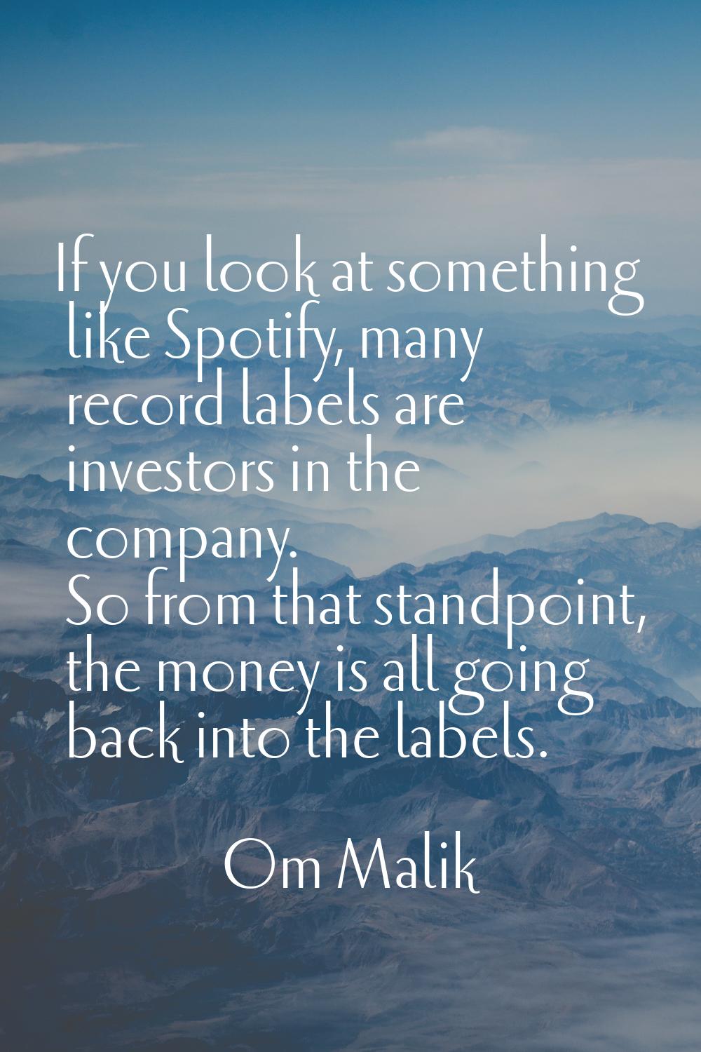 If you look at something like Spotify, many record labels are investors in the company. So from tha