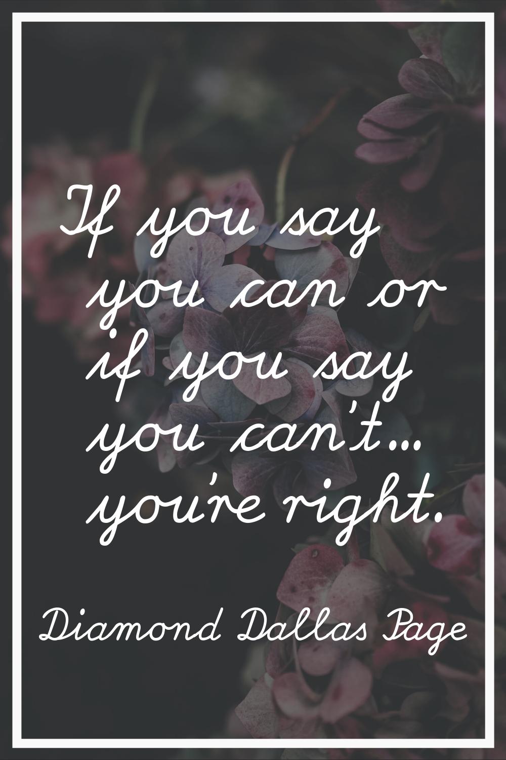 If you say you can or if you say you can't... you're right.