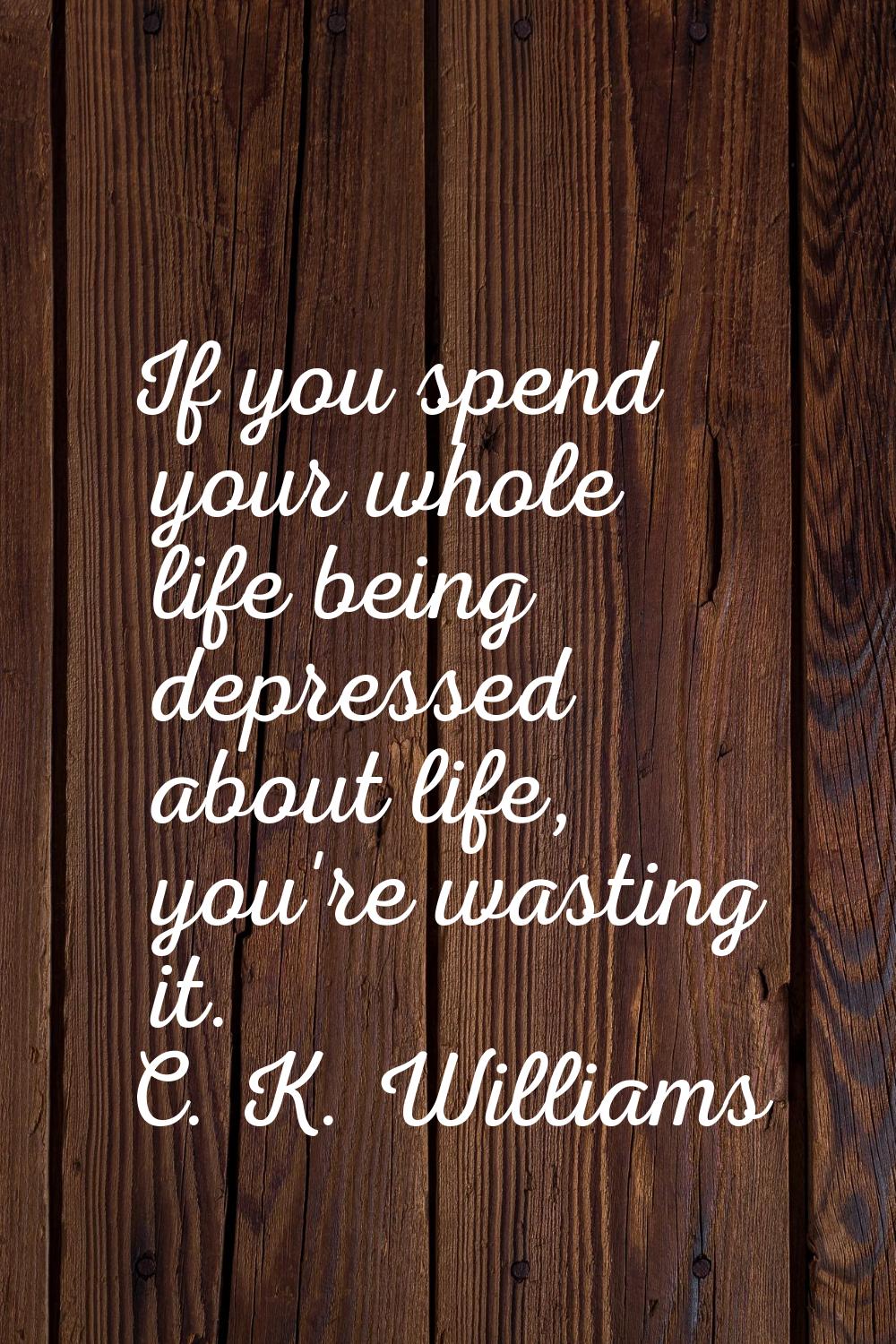 If you spend your whole life being depressed about life, you're wasting it.