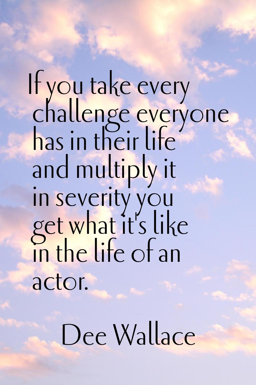 If you take every challenge everyone has in their life and multiply it in severity you get what it'