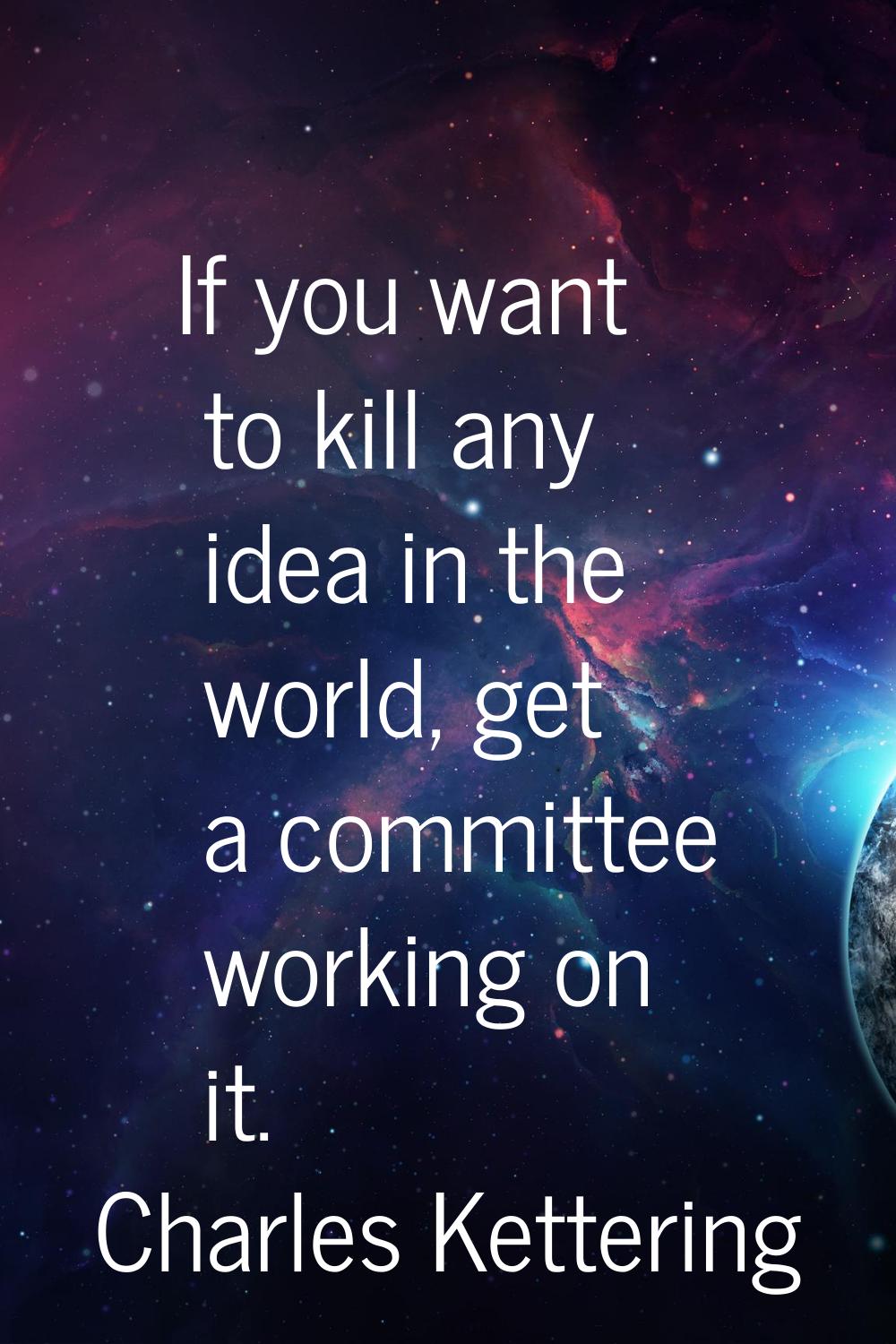 If you want to kill any idea in the world, get a committee working on it.