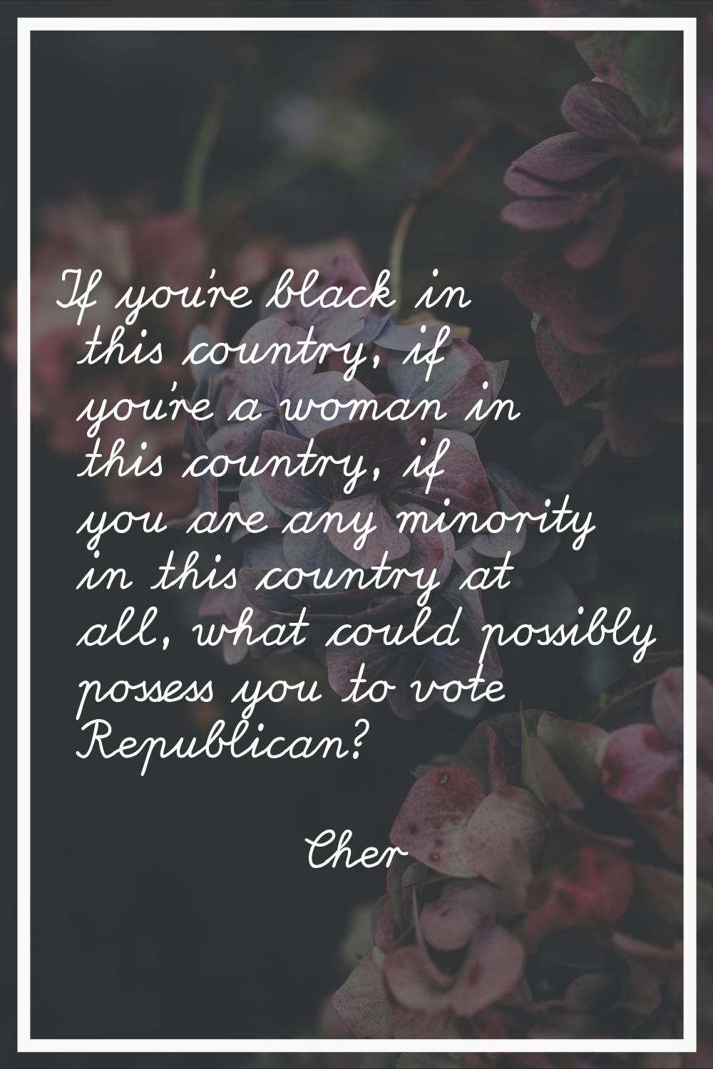 If you're black in this country, if you're a woman in this country, if you are any minority in this