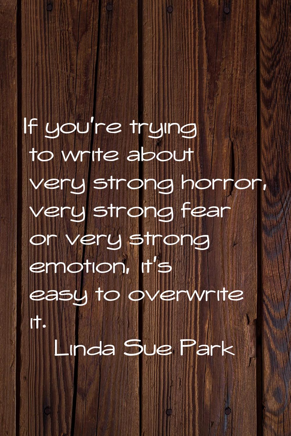 If you're trying to write about very strong horror, very strong fear or very strong emotion, it's e