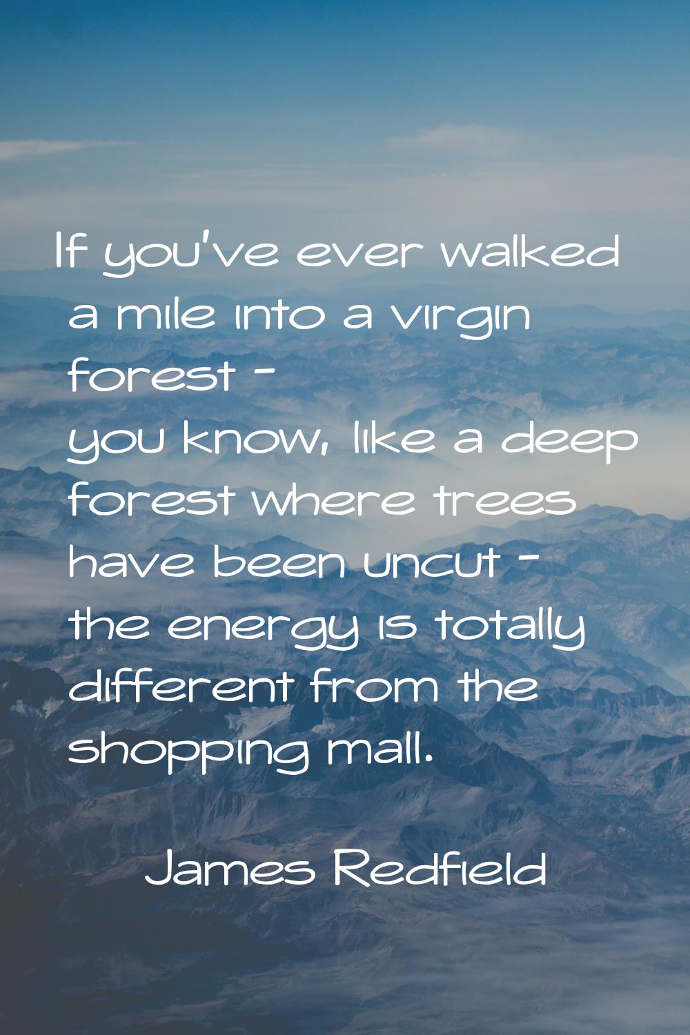 If you've ever walked a mile into a virgin forest - you know, like a deep forest where trees have b