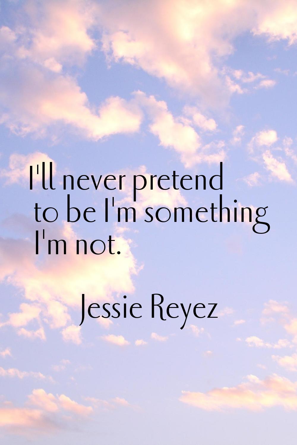I'll never pretend to be I'm something I'm not.