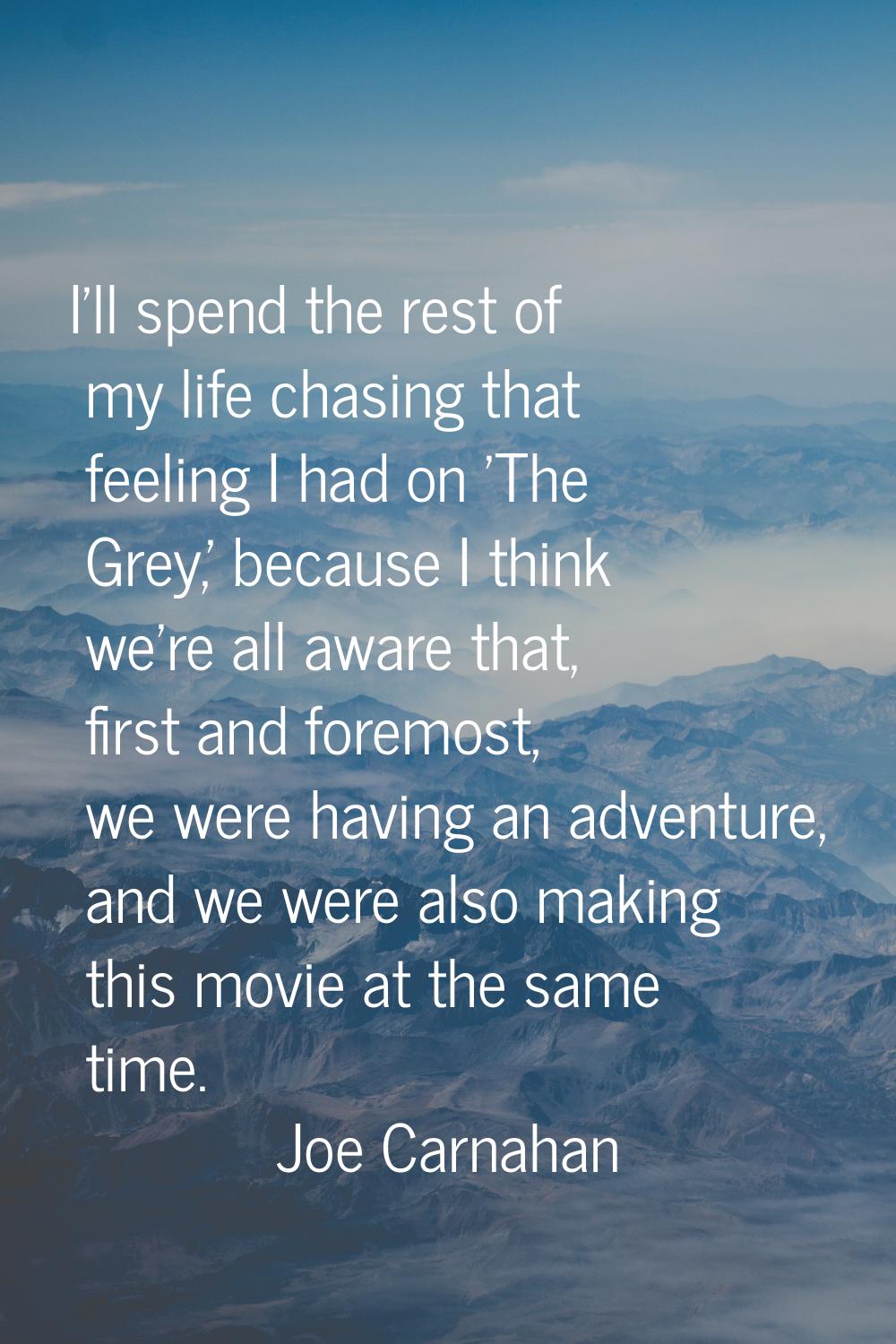 I'll spend the rest of my life chasing that feeling I had on 'The Grey,' because I think we're all 