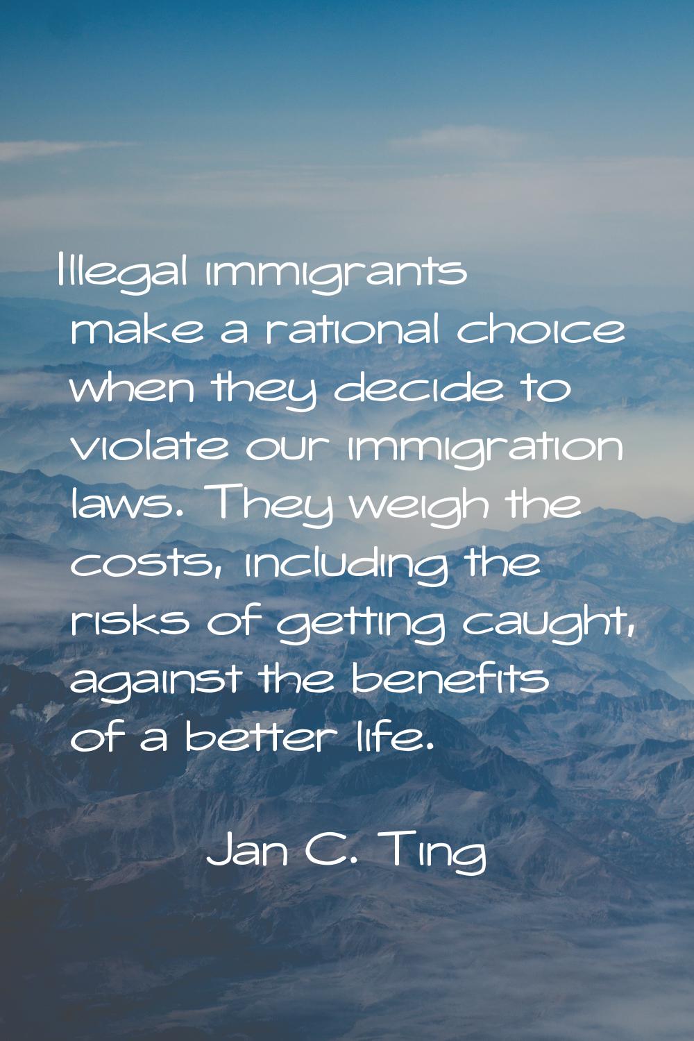 Illegal immigrants make a rational choice when they decide to violate our immigration laws. They we