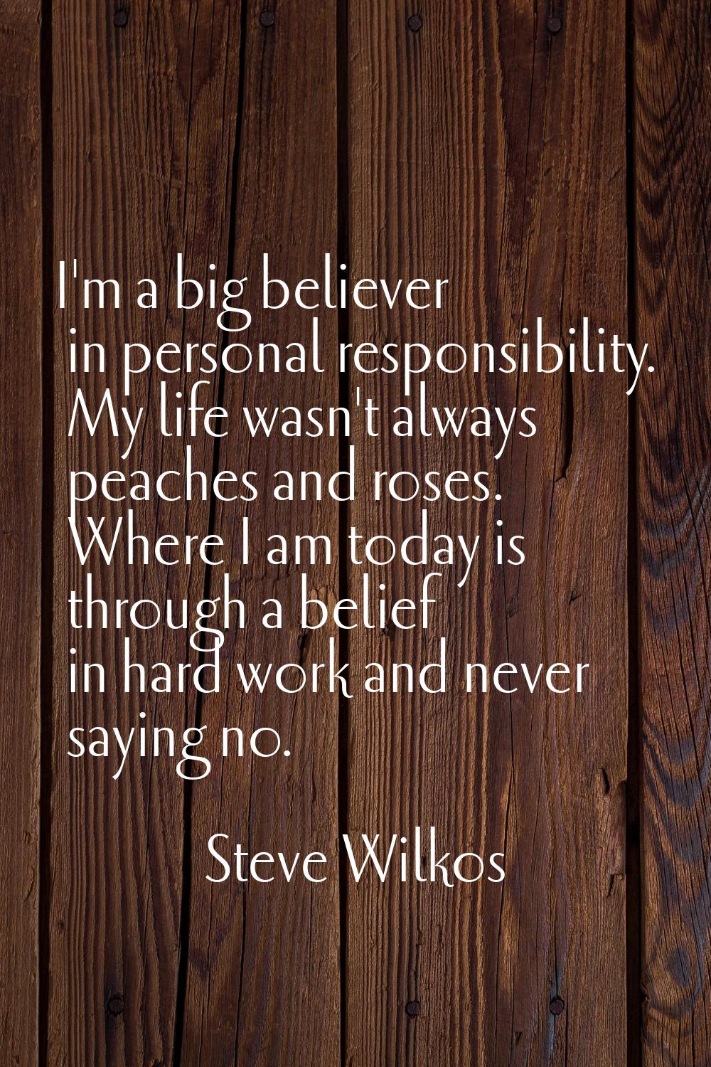 I'm a big believer in personal responsibility. My life wasn't always peaches and roses. Where I am 