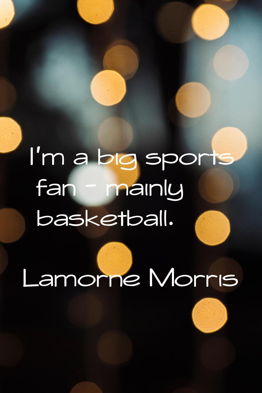 I'm a big sports fan - mainly basketball.