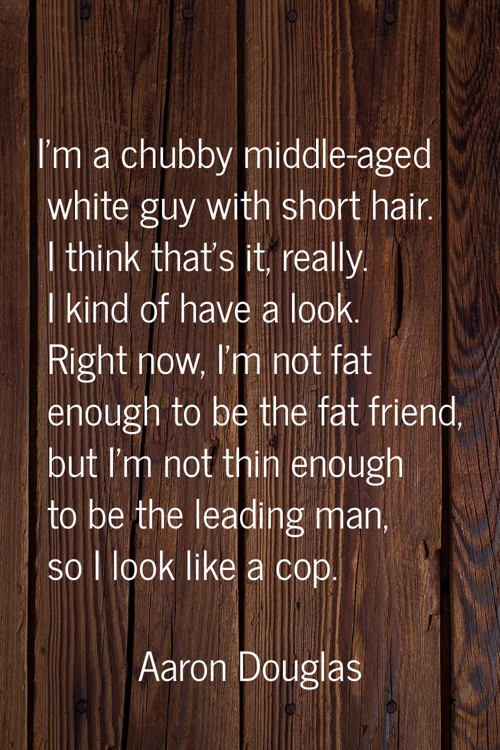 I'm a chubby middle-aged white guy with short hair. I think that's it, really. I kind of have a loo