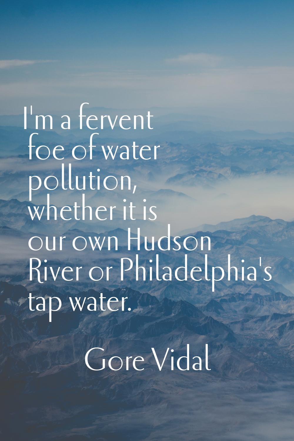I'm a fervent foe of water pollution, whether it is our own Hudson River or Philadelphia's tap wate