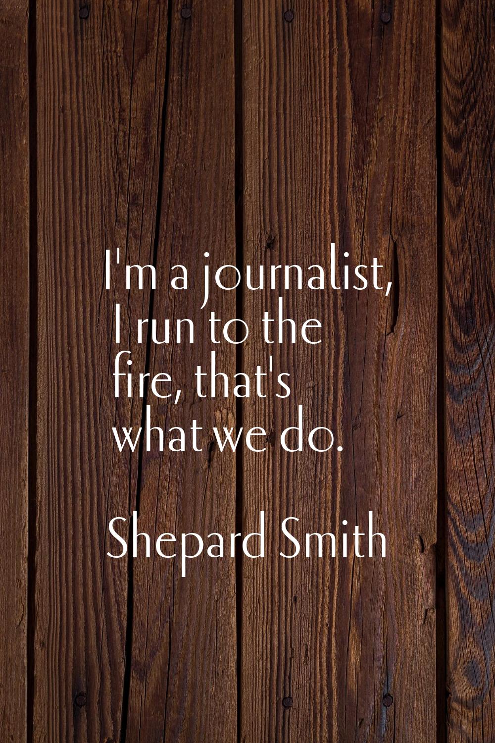 I'm a journalist, I run to the fire, that's what we do.