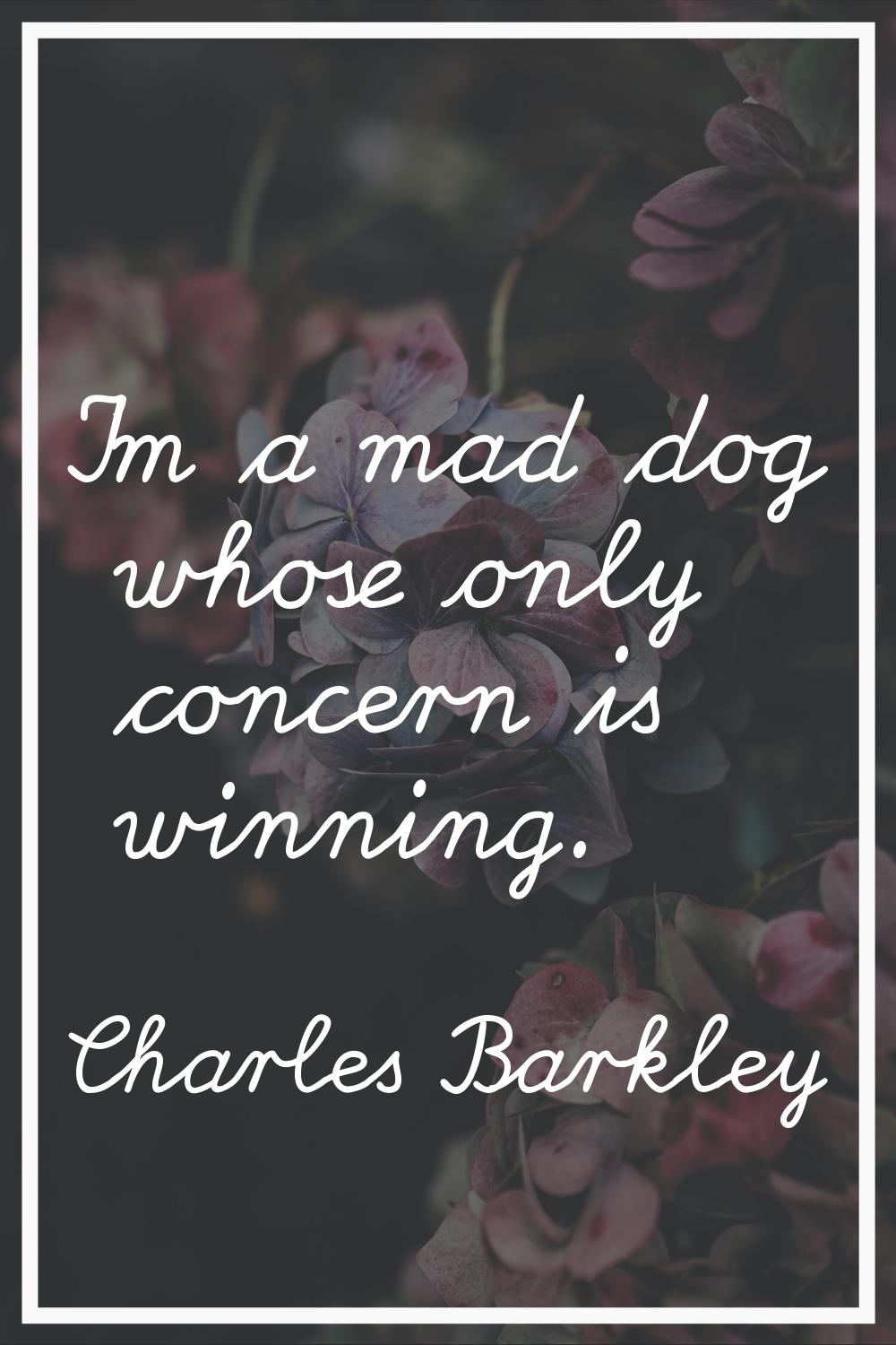 I'm a mad dog whose only concern is winning.