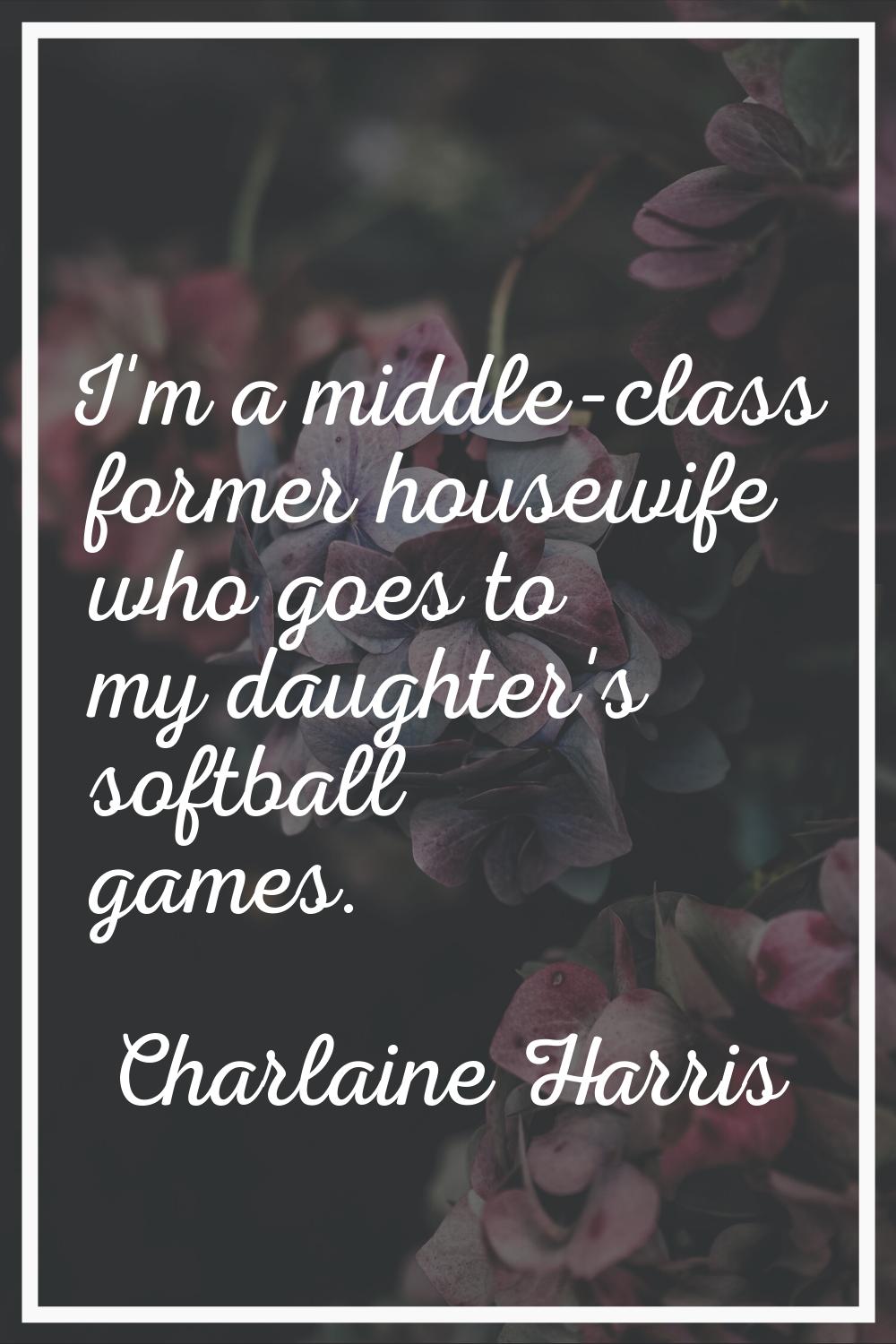 I'm a middle-class former housewife who goes to my daughter's softball games.