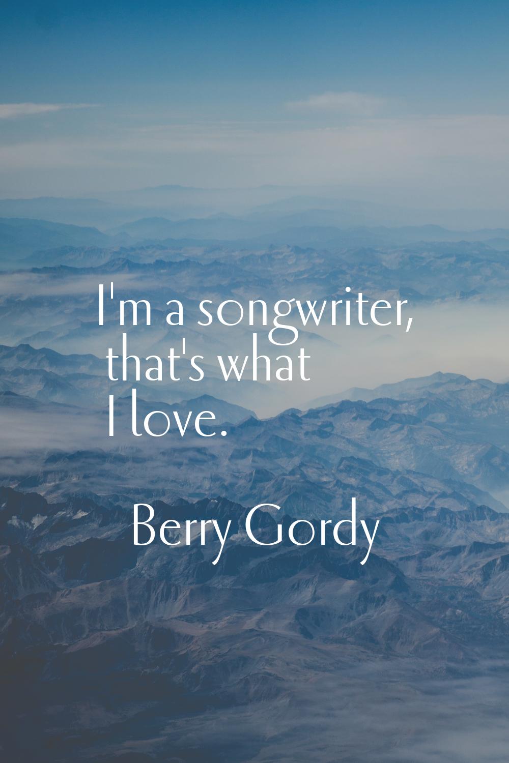 I'm a songwriter, that's what I love.