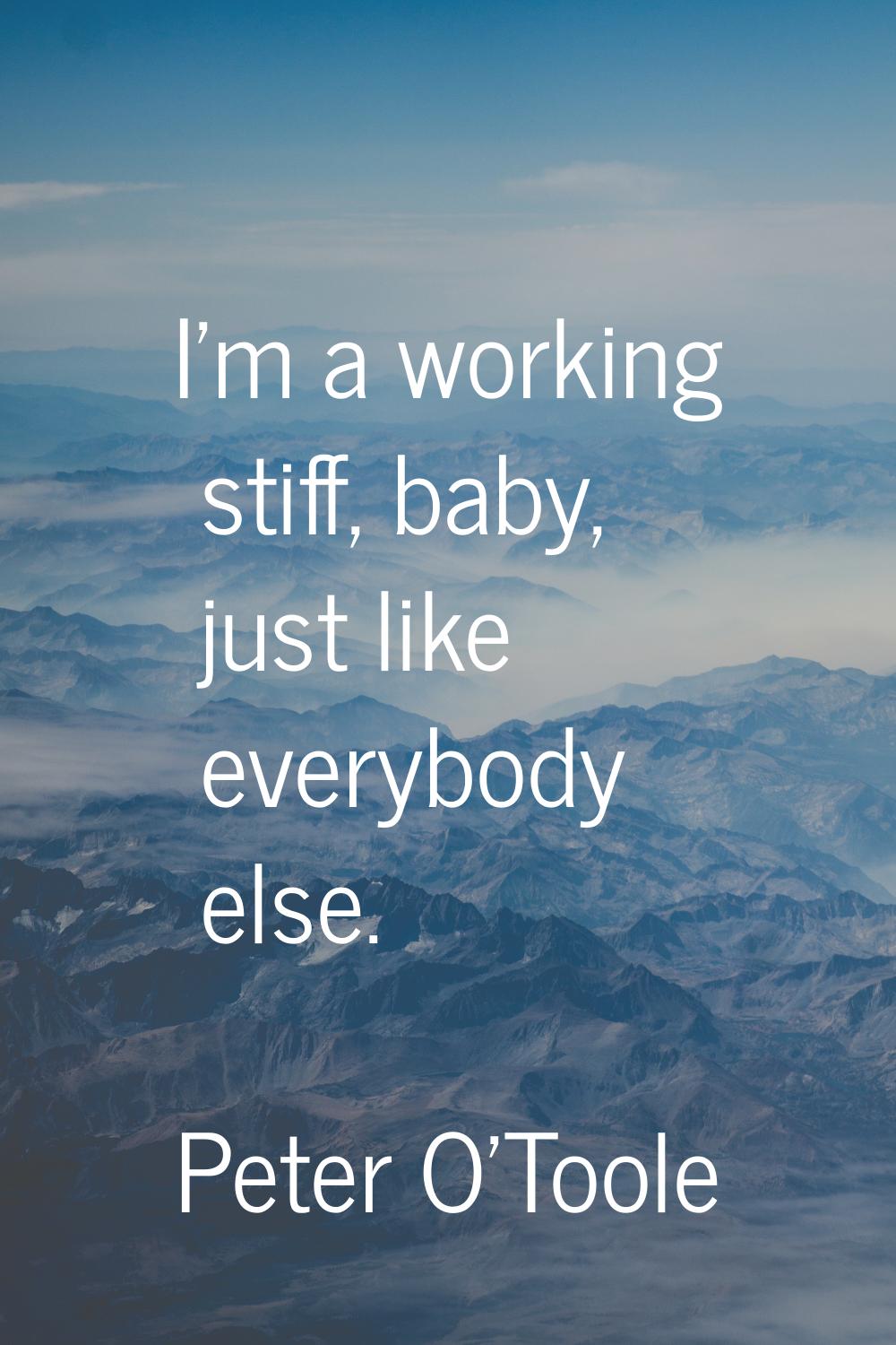 I'm a working stiff, baby, just like everybody else.