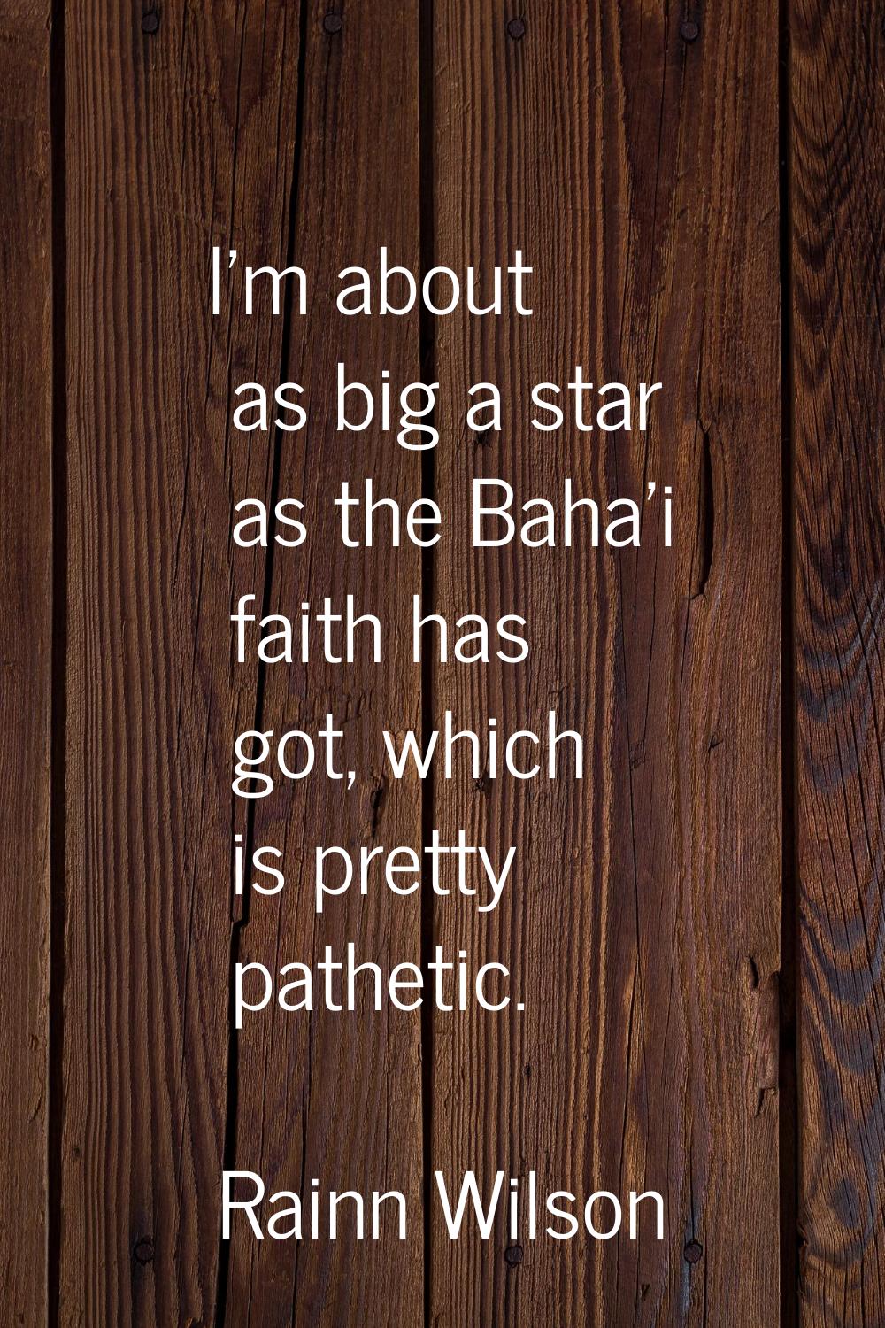I'm about as big a star as the Baha'i faith has got, which is pretty pathetic.