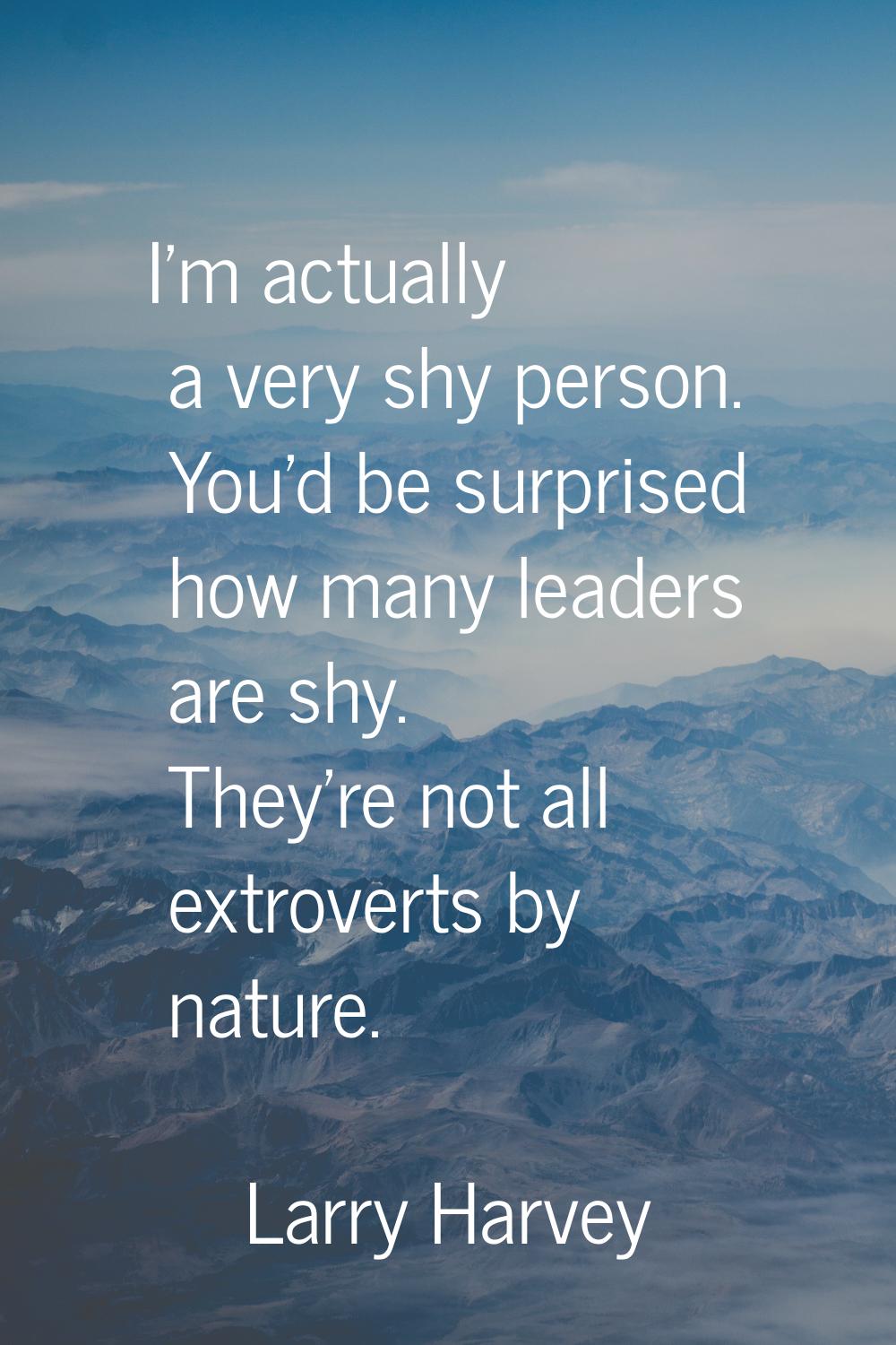 I'm actually a very shy person. You'd be surprised how many leaders are shy. They're not all extrov