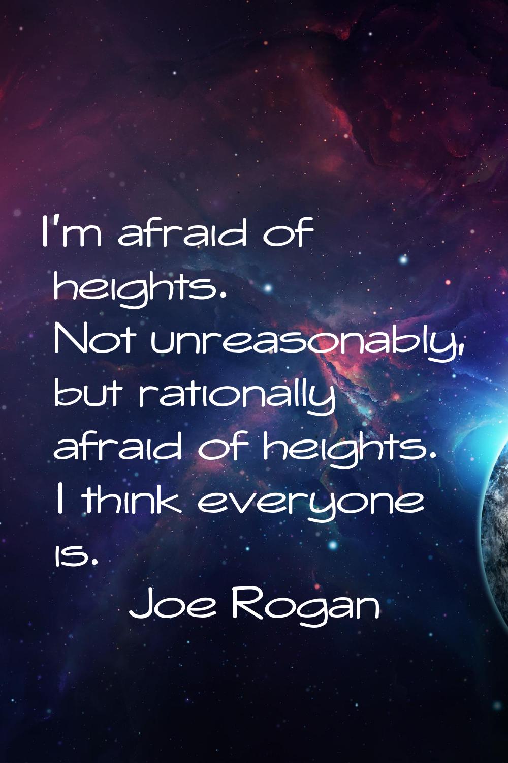 I'm afraid of heights. Not unreasonably, but rationally afraid of heights. I think everyone is.